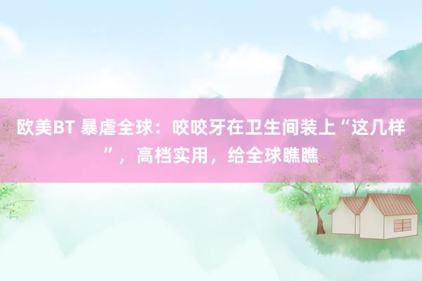 欧美BT 暴虐全球:咬咬牙在卫生间装上“这几样”,高档实用,给全球瞧瞧