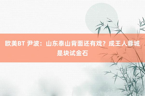欧美BT 尹波:山东泰山背面还有戏?成王人蓉城是块试金石
