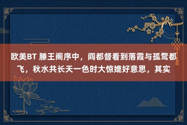 欧美BT 滕王阁序中,阎都督看到落霞与孤鹜都飞,秋水共长天一色时大惊媲好意思,其实