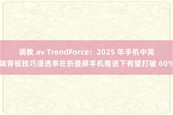 调教 av TrendForce:2025 年手机中高端背板技巧浸透率在折叠屏手机推进下有望打破 60%