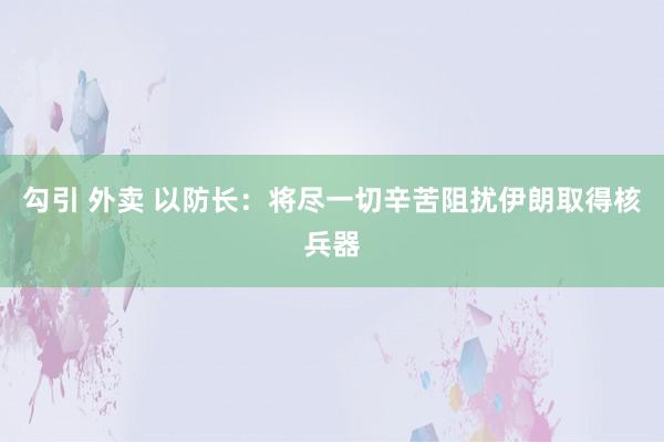 勾引 外卖 以防长:将尽一切辛苦阻扰伊朗取得核兵器