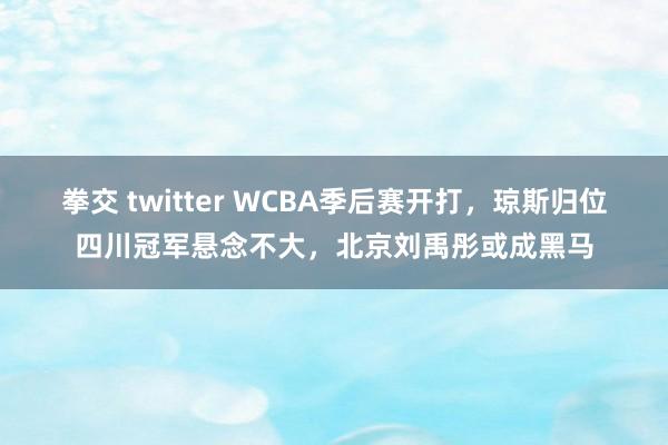 拳交 twitter WCBA季后赛开打,琼斯归位四川冠军悬念不大,北京刘禹彤或成黑马
